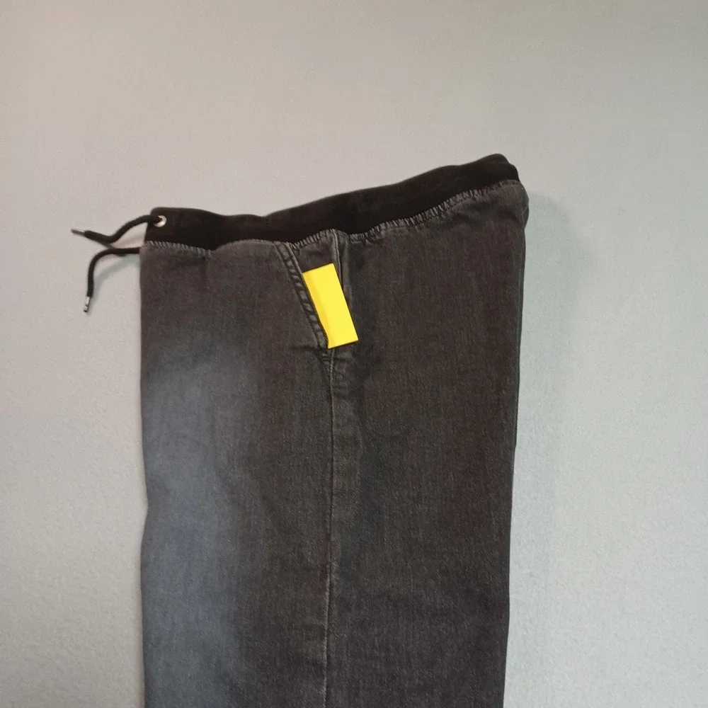 Gymboree Boys Black Denim Jogger Pants Size L 10-12 Faded Wash Drawstring Pocket